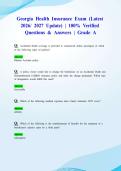 Georgia Health Insurance Exam &lpar;Latest 2026&sol; 2027 Update&rpar; &vert; 100&percnt; Verified Questions & Answers &vert; Grade A 