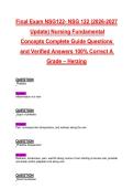 Fina&lstrok;    Exam    NSG122-    NSG    122    &lpar;2026-2027 &NewLine;Update&rpar; Nursing Fundamenta&lstrok; &NewLine;Concepts Comp&lstrok;ete Guide Questions &NewLine;and Verified Answers 100&percnt; Correct A &NewLine;Grade &ndash; Herzing