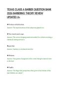 TEXAS CLASS A BARBER QUESTION BANK&NewLine;2026 BARBERING THEORY REVIEW&NewLine;UPDATED A&plus;