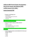 California DMV Permit Practice Test Questions and Correct Answers with Rationales