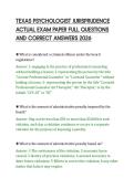 TEXAS PSYCHOLOGIST JURISPRUDENCE&NewLine;ACTUAL EXAM PAPER FULL QUESTIONS&NewLine;AND CORRECT ANSWERS 2026
