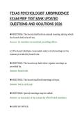 TEXAS PSYCHOLOGIST JURISPRUDENCE&NewLine;EXAM PREP TEST BANK UPDATED&NewLine;QUESTIONS AND SOLUTIONS 2026