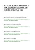 TEXAS PSYCHOLOGIST JURISPRUDENCE&NewLine;FINAL EXAM SCRIPT QUESTIONS AND&NewLine;ANSWERS REVIEW PACK 2026