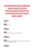 NSG 122 Nursing Fundamental Concepts Final Exam Study Guide Practice Questions and Detailed Answers Herzing