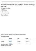 ASL 1024 5&period;2 Worksheet Part 3 &ndash; Spot the Right Phrase&colon; Holidays & Events &vert; Full Questions & Correct Answers &vert; UTSA Spring 2026 &vert; 100&percnt; Correct&period;