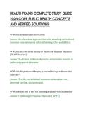 HEALTH PRAXIS COMPLETE STUDY GUIDE&NewLine;2026 CORE PUBLIC HEALTH CONCEPTS&NewLine;AND VERIFIED SOLUTIONS&NewLine;