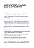 MASTER GARDENER FINAL EXAM QUESTIONS AND ANSWERS