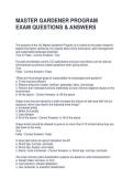 MASTER GARDENER PROGRAM EXAM QUESTIONS & ANSWERS