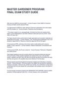 MASTER GARDENER PROGRAM FINAL EXAM STUDY GUIDE WITH COMPLETE SOLUTIONS 