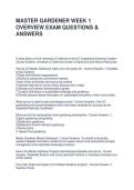 MASTER GARDENER WEEK 1 OVERVIEW EXAM QUESTIONS & ANSWERS