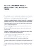 MASTER GARDENER WEEKLY QUIZZES AND END OF CHAPTER TESTS QUESTIONS & ANSWERS