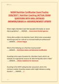 NASM Nutrition Certification Exam Practice &NewLine;2026&sol;2027 &vert; Nutrition Coaching &sol;ACTUAL EXAM &NewLine;QUESTIONS WITH WELL DETAILED &NewLine;ANSWERS&sol;GRADE A&plus; ASSURED&sol;NEWEST UPDATE