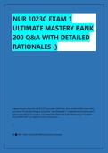 NUR 1023C EXAM 1 &NewLine;ULTIMATE MASTERY BANK &NewLine;200 Q&A WITH DETAILED &NewLine;RATIONALES &lpar;&rpar;