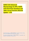 NURS 5334 Advanced &NewLine;Pharmacology for NPs &vert; NURS &NewLine;5334 Final Exam Questions and &NewLine;100&percnt; Correct Answers 2025&sol;26 &NewLine;Update &ndash; UTA