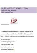 Latest Prof Verified 100&percnt; OB HESI MATERNITY VERSION 7 EXAM&NewLine;Questions And Answers&NewLine;100&percnt; Assured Pass