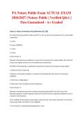 PA Notary Public Exam ACTUAL EXAM 2026&sol;2027 &vert; Notary Public &vert; Verified Q&A &vert; Pass Guaranteed - A&plus; Graded