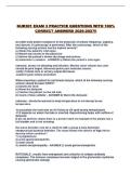 NUR301 EXAM 3 PRACTICE QUESTIONS WITH 100&percnt; CORRECT ANSWERS 2026-2027&excl;&excl;