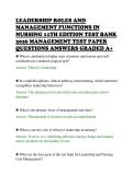 LEADERSHIP ROLES AND&NewLine;MANAGEMENT FUNCTIONS IN&NewLine;NURSING 11TH EDITION TEST BANK&NewLine;2026 MANAGEMENT TEST PAPER&NewLine;QUESTIONS ANSWERS GRADED A&plus;