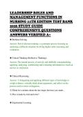 LEADERSHIP ROLES AND&NewLine;MANAGEMENT FUNCTIONS IN&NewLine;NURSING 11TH EDITION TEST BANK&NewLine;2026 STUDY GUIDE&NewLine;COMPREHENSIVE QUESTIONS&NewLine;ANSWERS VERIFIED A&plus;&NewLine;