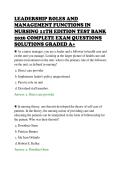 LEADERSHIP ROLES AND&NewLine;MANAGEMENT FUNCTIONS IN&NewLine;NURSING 11TH EDITION TEST BANK&NewLine;2026 COMPLETE EXAM QUESTIONS&NewLine;SOLUTIONS GRADED A&plus;&NewLine;
