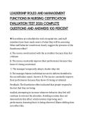 LEADERSHIP ROLES AND MANAGEMENT&NewLine;FUNCTIONS IN NURSING CERTIFICATION&NewLine;EVALUATION TEST 2026 COMPLETE&NewLine;QUESTIONS AND ANSWERS 100 PERCENT