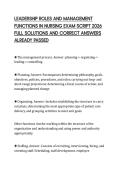 LEADERSHIP ROLES AND MANAGEMENT&NewLine;FUNCTIONS IN NURSING EXAM SCRIPT 2026&NewLine;FULL SOLUTIONS AND CORRECT ANSWERS&NewLine;ALREADY PASSED&NewLine;
