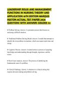 LEADERSHIP ROLES AND MANAGEMENT&NewLine;FUNCTIONS IN NURSING THEORY AND&NewLine;APPLICATION 10TH EDITION MARQUIS&NewLine;HUSTON ACTUAL TEST PAPER 2026&NewLine;QUESTIONS WITH ANSWERS GRADED A&plus;