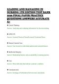 LEADING AND MANAGING IN&NewLine;NURSING 7TH EDITION TEST BANK&NewLine;2026 FINAL PAPER PRACTICE&NewLine;QUESTIONS ANSWERS ACCURATE&NewLine;A&plus;&NewLine;
