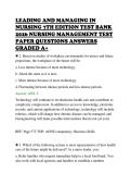 LEADING AND MANAGING IN&NewLine;NURSING 7TH EDITION TEST BANK&NewLine;2026 NURSING MANAGEMENT TEST&NewLine;PAPER QUESTIONS ANSWERS&NewLine;GRADED A&plus;&NewLine;