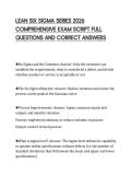 LEAN SIX SIGMA SERIES 2026&NewLine;COMPREHENSIVE EXAM SCRIPT FULL&NewLine;QUESTIONS AND CORRECT ANSWERS&NewLine;