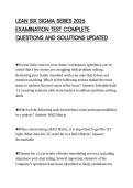 LEAN SIX SIGMA SERIES 2026&NewLine;EXAMINATION TEST COMPLETE&NewLine;QUESTIONS AND SOLUTIONS UPDATED&NewLine;