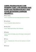 LEHNE PHARMACOLOGY FOR&NewLine;NURSING CARE 11TH EDITION TEST&NewLine;BANK 2026 PHARMACOLOGY TEST&NewLine;PAPER QUESTIONS ANSWERS&NewLine;GRADED A&plus;