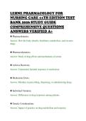 LEHNE PHARMACOLOGY FOR&NewLine;NURSING CARE 11TH EDITION TEST&NewLine;BANK 2026 STUDY GUIDE&NewLine;COMPREHENSIVE QUESTIONS&NewLine;ANSWERS VERIFIED A&plus;&NewLine;