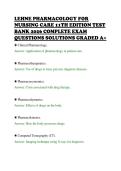 LEHNE PHARMACOLOGY FOR&NewLine;NURSING CARE 11TH EDITION TEST&NewLine;BANK 2026 COMPLETE EXAM&NewLine;QUESTIONS SOLUTIONS GRADED A&plus;&NewLine;