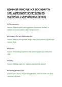LEHNINGER PRINCIPLES OF BIOCHEMISTRY&NewLine;2026 ASSESSMENT SCRIPT DETAILED&NewLine;RESPONSES COMPREHENSIVE REVIEW