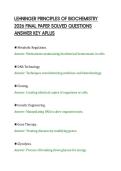 LEHNINGER PRINCIPLES OF BIOCHEMISTRY&NewLine;2026 FINAL PAPER SOLVED QUESTIONS&NewLine;ANSWER KEY APLUS