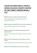 LEMONE AND BURKES MEDICAL SURGICAL&NewLine;NURSING EXAM 2026 COMPLETE QUESTION&NewLine;SET AND CORRECT ANSWERS GRADED A&NewLine;PLUS&NewLine;