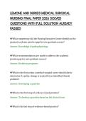 LEMONE AND BURKES MEDICAL SURGICAL&NewLine;NURSING FINAL PAPER 2026 SOLVED&NewLine;QUESTIONS WITH FULL SOLUTION ALREADY&NewLine;PASSED&NewLine;