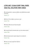 LETRS UNIT 1 EXAM SCRIPT FINAL PAPER&NewLine;2026 FULL SOLUTION VIEW AHEA