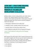 LETRS UNIT 1 STRUCTURED READING&NewLine;INSTRUCTION ORTHOGRAPHIC&NewLine;PRINCIPLES VOCABULARY&NewLine;DEVELOPMENT EVALUATION&NewLine;