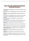 NURS 1400 FINAL REVIEW WITH COMPLETE SOLUTIONS 2026-2027&excl;&excl;
