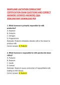 Maryland Lactation Consultant Certification Exam Questions and Correct Answer