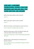 LETRS UNIT 2 ASSESSMENT&NewLine;FOUNDATIONAL PHONICS STRUCTURE&NewLine;DECODING AND SPELLING SKILLS TEST&NewLine;PAPER QUESTIONS AND ANSWERS&NewLine;