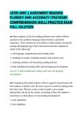 LETRS UNIT 2 ASSESSMENT READING&NewLine;FLUENCY AND ACCURACY STRATEGIES&NewLine;COMPREHENSION SKILLS PRACTICE EXAM&NewLine;FULL SOLUTION