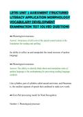 LETRS UNIT 2 ASSESSMENT STRUCTURED&NewLine;LITERACY APPLICATION MORPHOLOGY&NewLine;VOCABULARY DEVELOPMENT&NewLine;EXAMINATION TEST SOLVED QUESTIONS&NewLine;