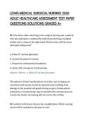 LEWIS MEDICAL SURGICAL NURSING 2026&NewLine;ADULT HEALTHCARE ASSESSMENT TEST PAPER&NewLine;QUESTIONS SOLUTIONS GRADED A&plus;