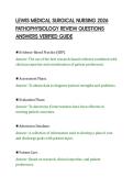 LEWIS MEDICAL SURGICAL NURSING 2026&NewLine;PATHOPHYSIOLOGY REVIEW QUESTIONS&NewLine;ANSWERS VERIFIED GUIDE&NewLine;