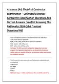 Arkansas &lpar;Ar&rpar; Electrical Contractor &NewLine;Examination &ndash; Unlimited Electrical &NewLine;Contractor Classification Questions And &NewLine;Correct Answers &lpar;Verified Answers&rpar; Plus &NewLine;Rationales 2026 Q&A &vert; Instant &NewLine;Download Pdf 