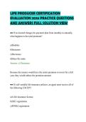 LIFE PRODUCER CERTIFICATION&NewLine;EVALUATION 2026 PRACTICE QUESTIONS&NewLine;AND ANSWERS FULL SOLUTION VIEW&NewLine;