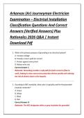 Arkansas &lpar;Ar&rpar; Journeyman Electrician &NewLine;Examination &ndash; Electrical Installation &NewLine;Classification Questions And Correct &NewLine;Answers &lpar;Verified Answers&rpar; Plus &NewLine;Rationales 2026 Q&A &vert; Instant &NewLine;Download Pdf
